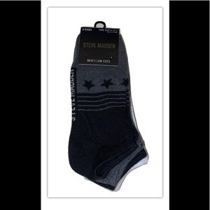 Steve Madden Low Cut Socks 8 Pair Men 6-12.5 Black Gray White Stars Solid w Logo